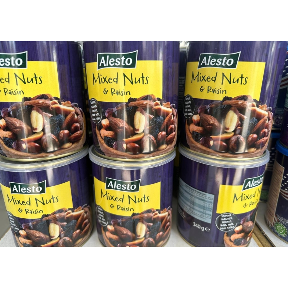 Горіхова суміш із ізюмом Mixed Nuts & Raisin Alesto з/б 340г